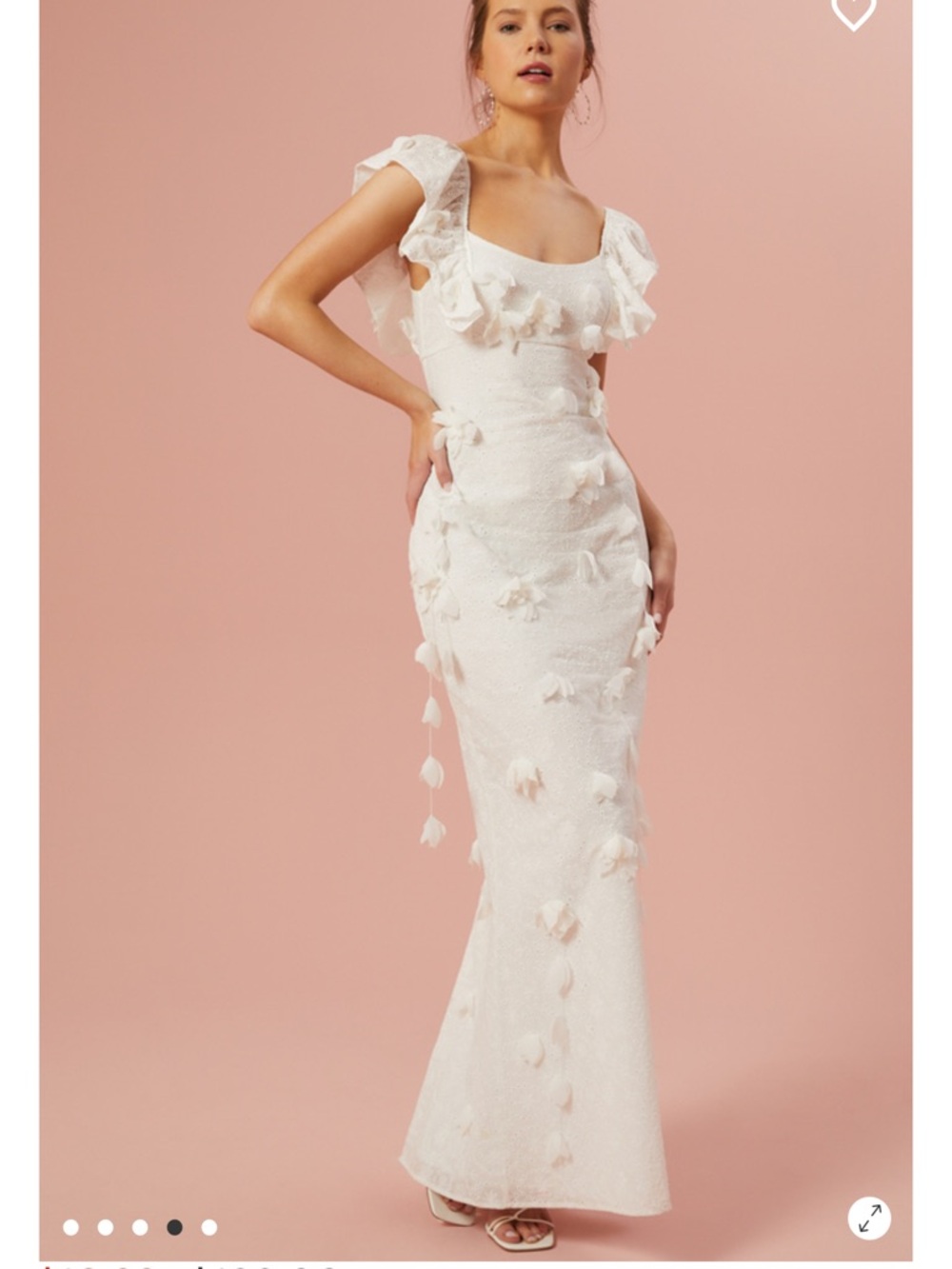 Altar'd State White Floral Appliqué Ruffled Sleeve Maxi Dress - Picture 4 of 8
